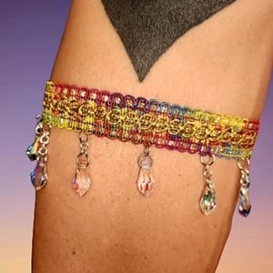 Arm Garters, Set of 2, Multicolor, AB Crystal Teardrop Beads, Adjustable
